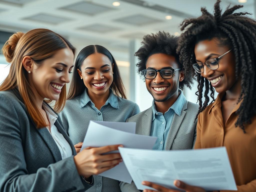 A close up shot of a diverse group of people